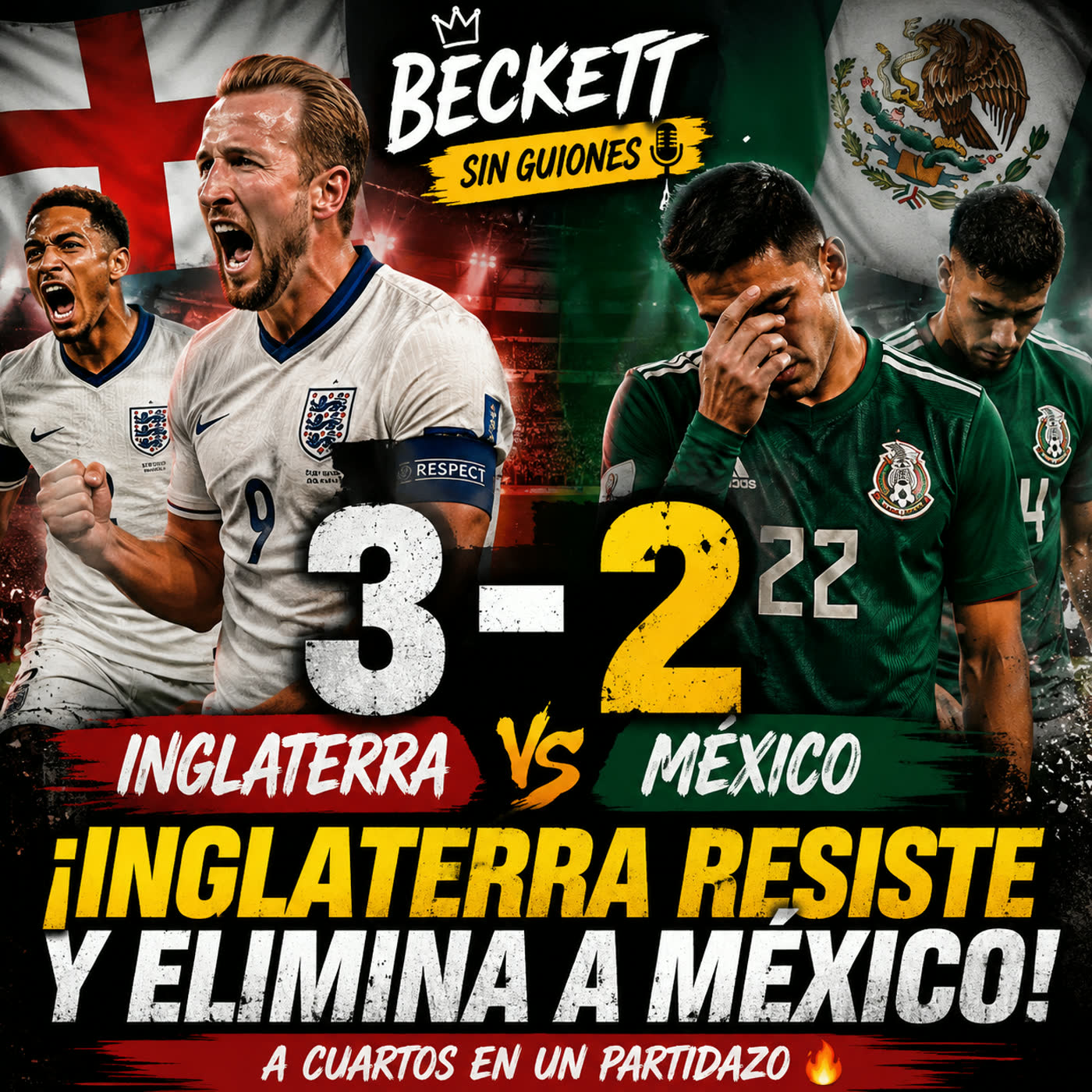 ¡Inglaterra 🏴󠁧󠁢󠁥󠁮󠁧󠁿 resiste la remontada y elimina a México 🇲🇽 en un thriller mundialista!