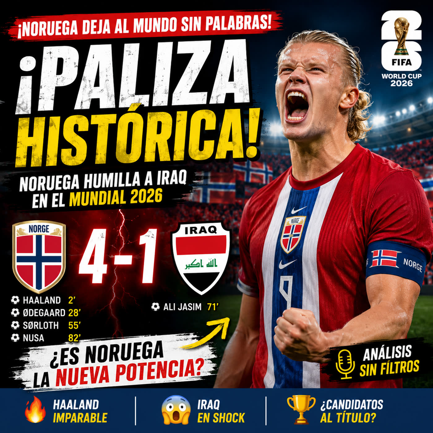 ¡Noruega 🇳🇴 HUMILLA a Iraq 🇮🇶 4-1 y lanza un mensaje al Mundial!
