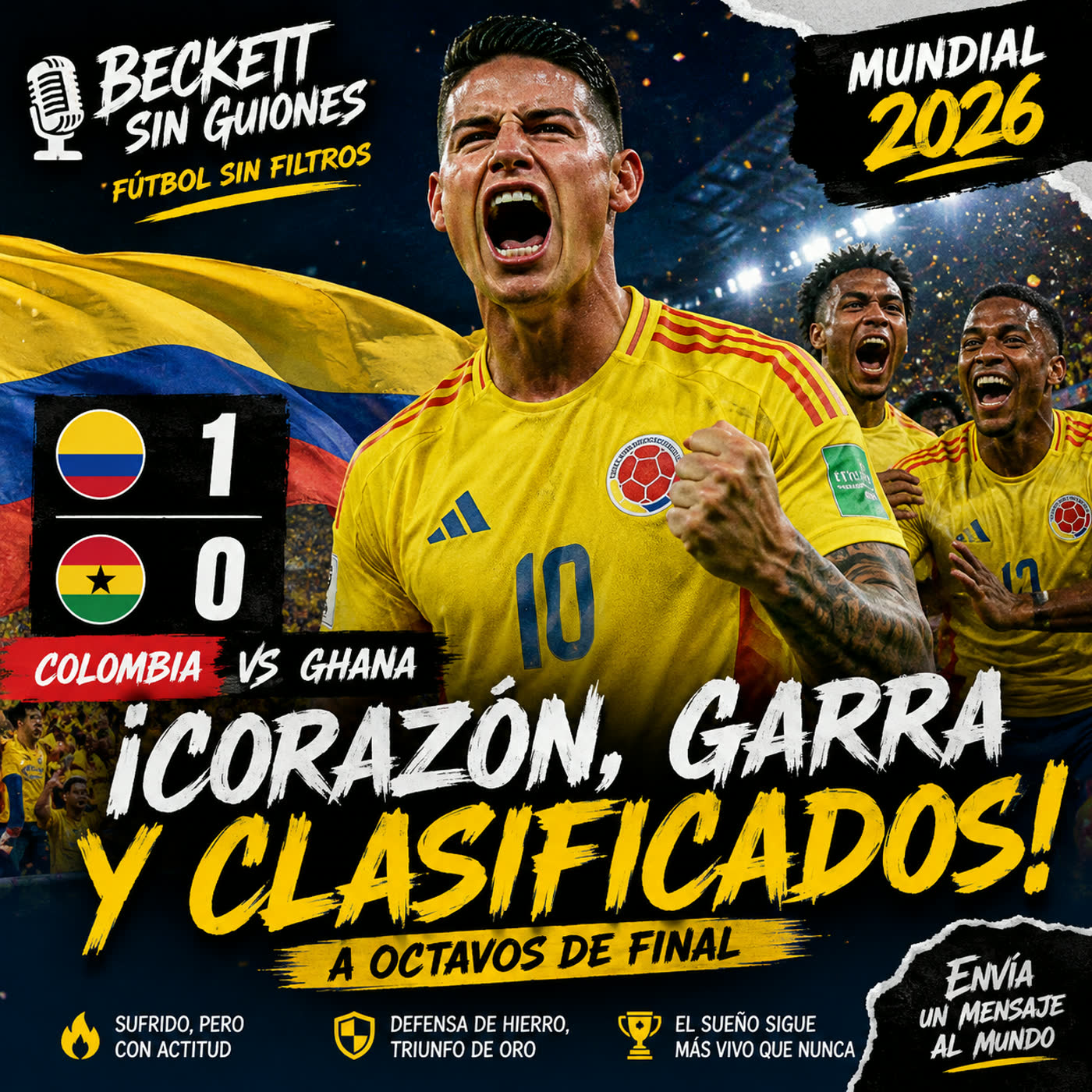 ¡Una victoria de oro! Colombia 🇨🇴 está entre los 16 mejores