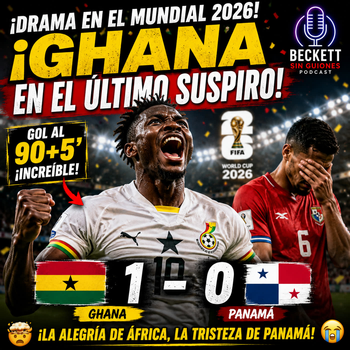 ¡Drama total! Ghana 🇬🇭 marcó al 90+5 y dejó a Panamá 🇵🇦 sin palabras 💔