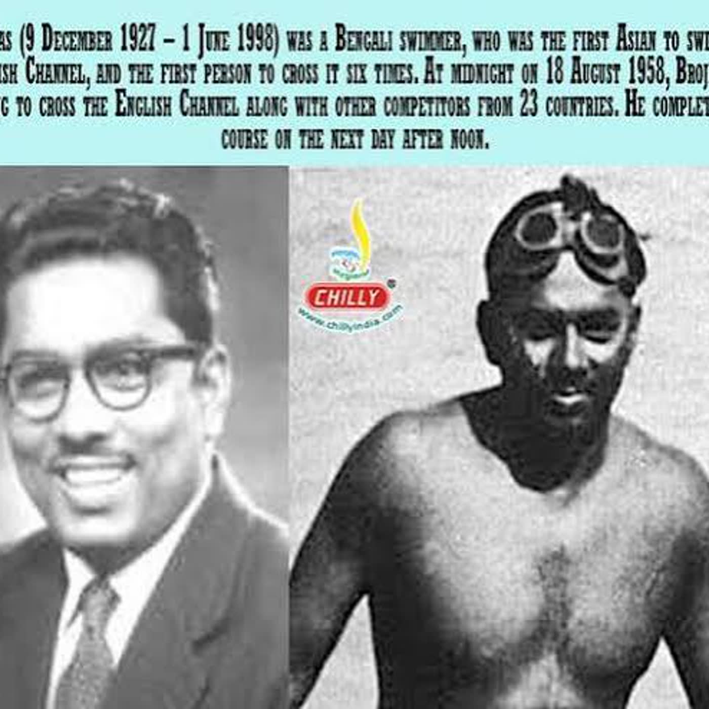 82 el nadador bengalí Brojen Das cruzó a nado el Canal de la Mancha.