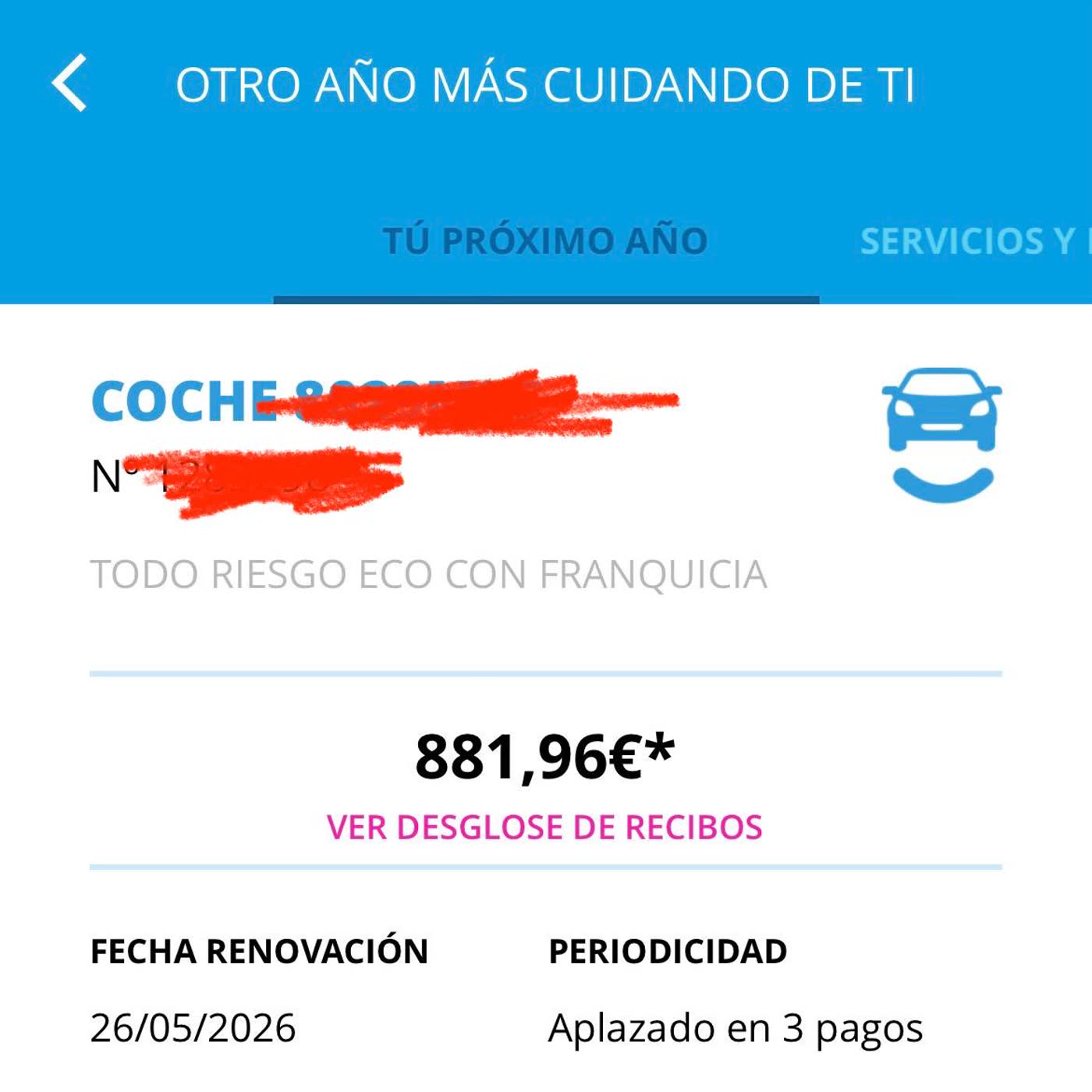 Renovando el seguro del coche