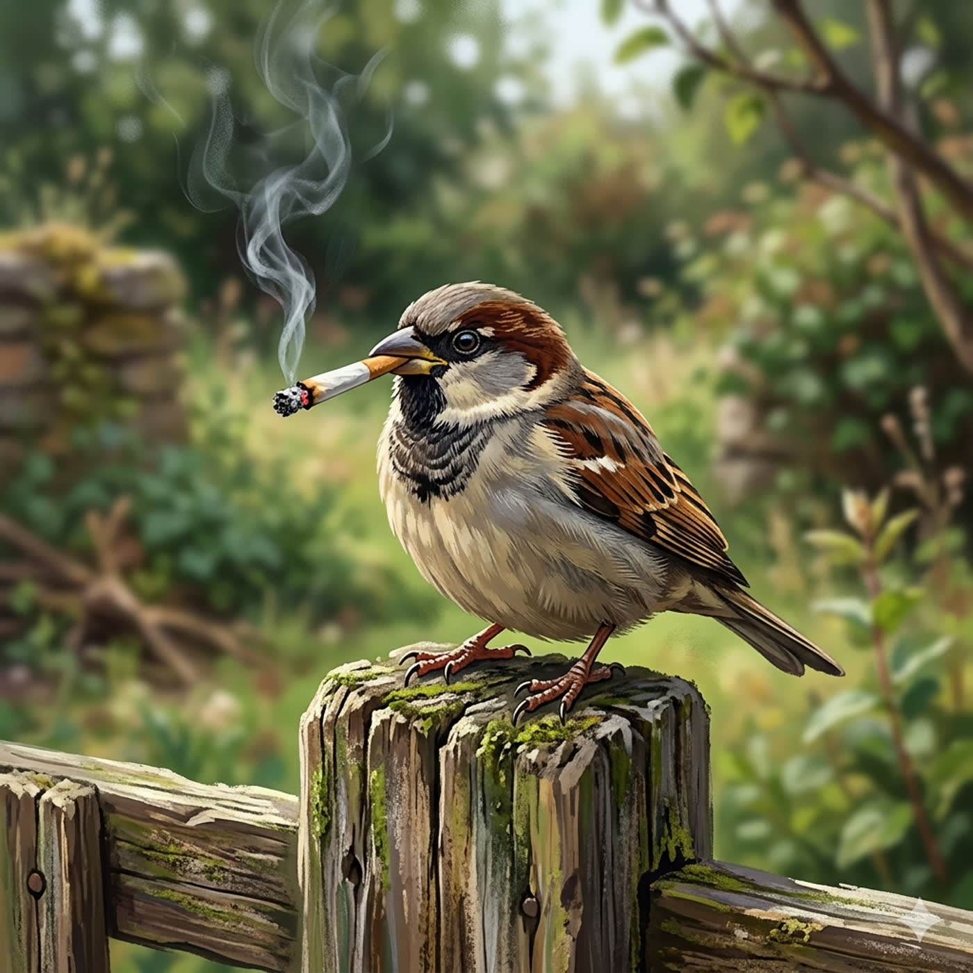 Gorriones fumando Malboro
