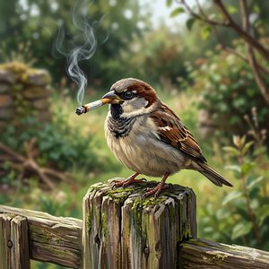 Gorriones fumando Malboro