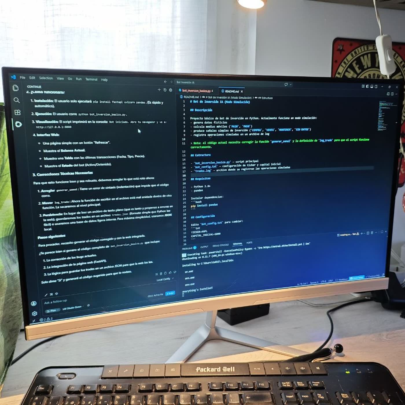 Programando bot de inversión con IA local (LM Studio)
