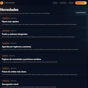 Mejoras de rendimiento e interfaz en TomaBumping.com